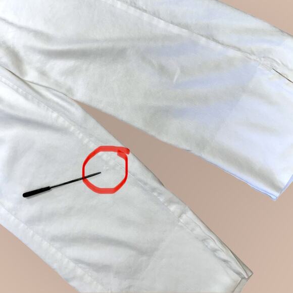 J.Jill Linen Stretch Cropped Lounge Pants Pullon Straight Leg Slit Hem XL White - Picture 14 of 14